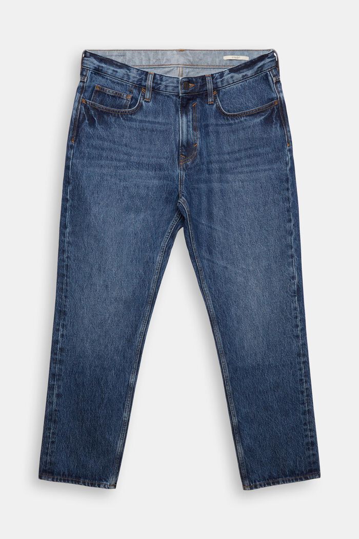 Jeans met rechte pijpen van duurzaam katoen, BLUE DARK WASHED, detail image number 8