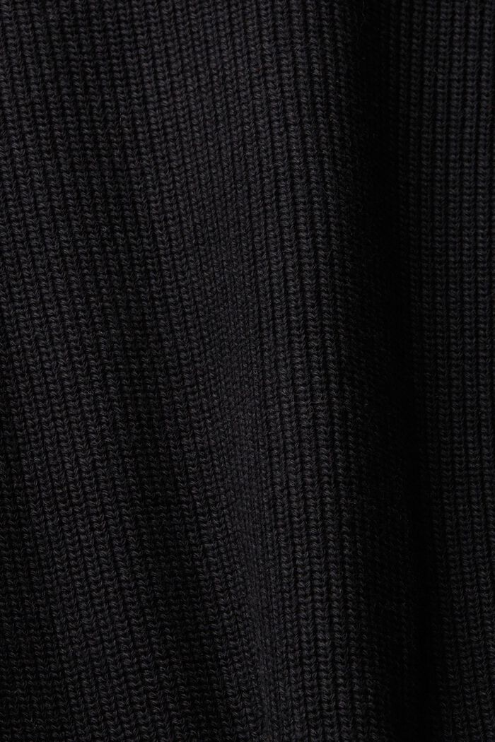 Grofgebreide trui met halve rits, BLACK, detail image number 5