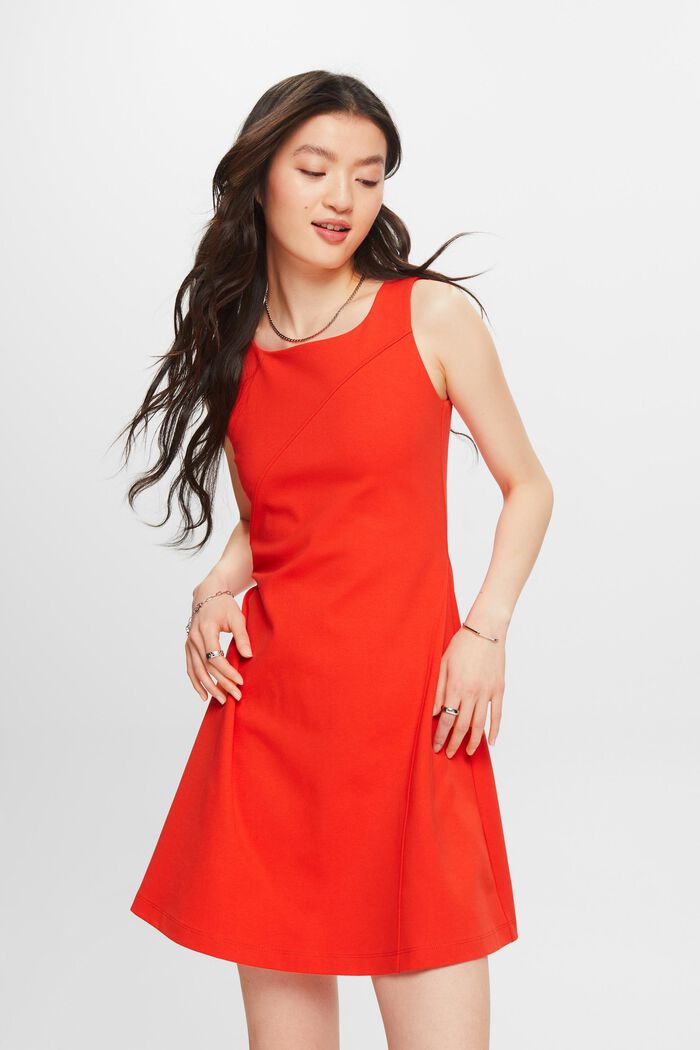 Mouwloze punto mini-jurk, RED, detail image number 2