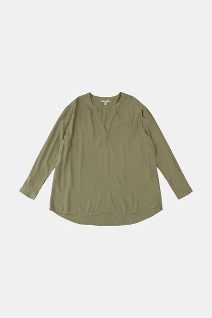 CURVY blouse van LENZING™ ECOVERO™, LIGHT KHAKI, overview