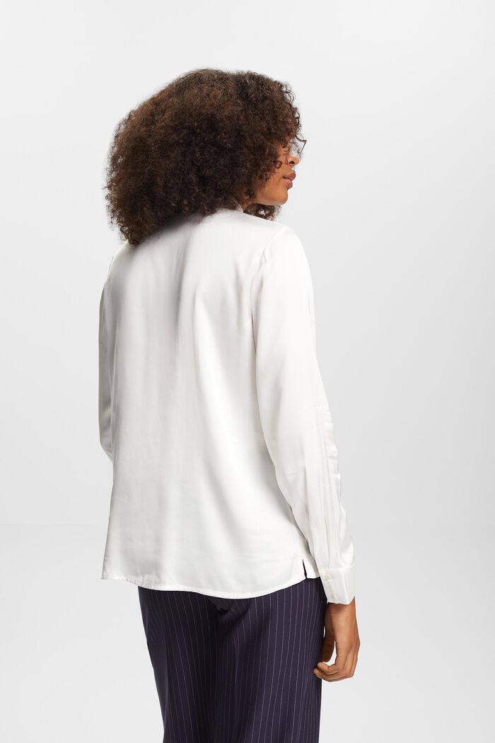 Satijnen blouse met lange mouwen, OFF WHITE, detail image number 3