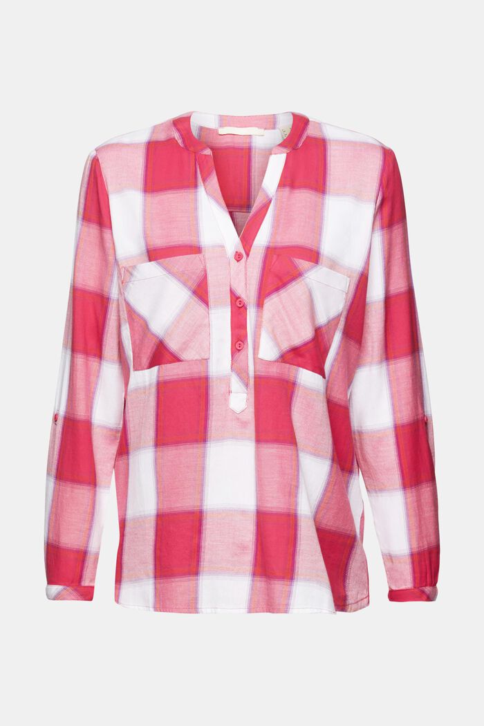 Geruite blouse van katoen, PINK FUCHSIA, detail image number 6