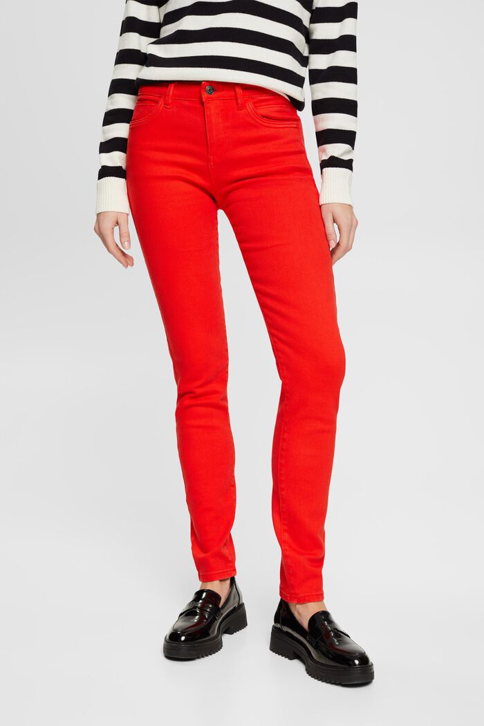 Mid-rise slim fit stretchjeans, RED, detail image number 0