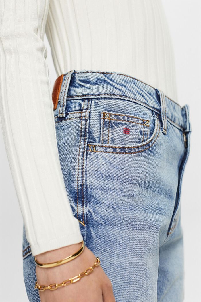 Slim fit jeans met retrolook en hoge taille, BLUE BLEACHED, detail image number 2
