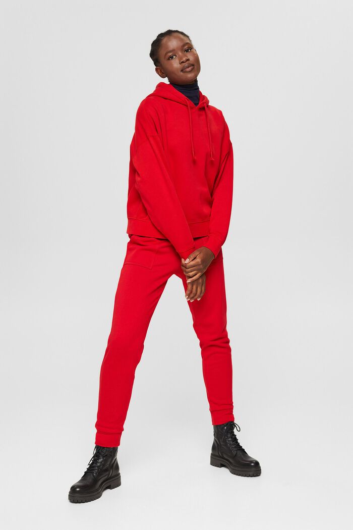 Relaxte hoodie met logo, 100% biologisch katoen, RED, detail image number 8