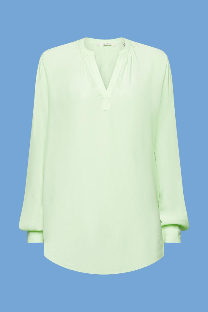 Crêpe blouse met hals met split, CITRUS GREEN, detail image number 6
