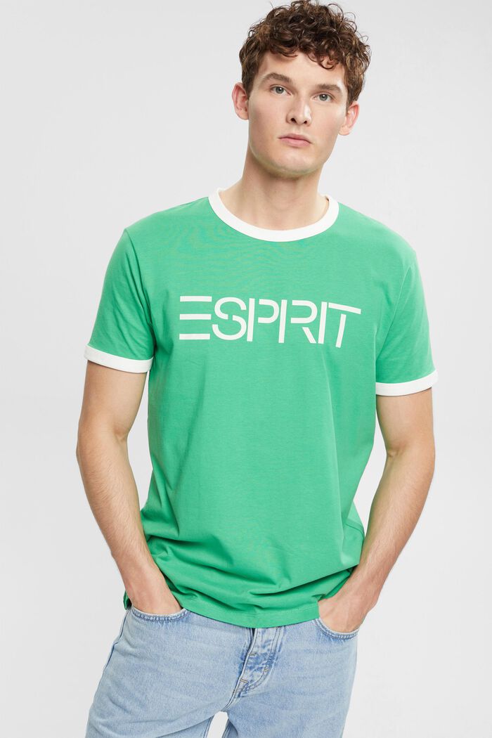 Jersey T-shirt met logoprint, GREEN, detail image number 0