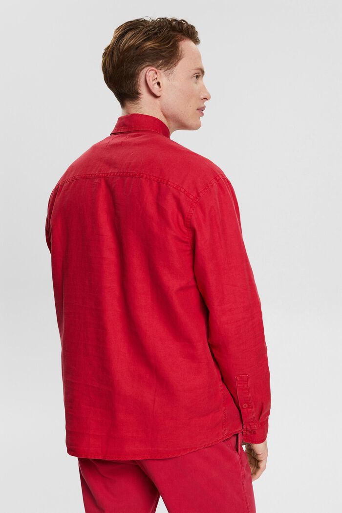 Van een linnenmix: oversized overhemd, RED, detail image number 3