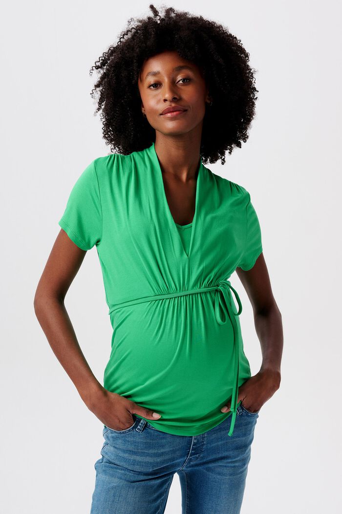 MATERNITY T-shirt met V-hals, voor borstvoeding, BRIGHT GREEN, detail image number 0