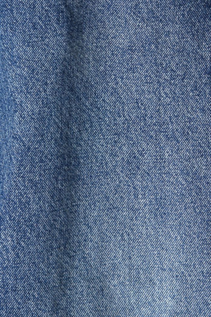 Gerecycled: jeans met slijtageplekken en rechte pijpen, BLUE DARK WASHED, detail image number 4