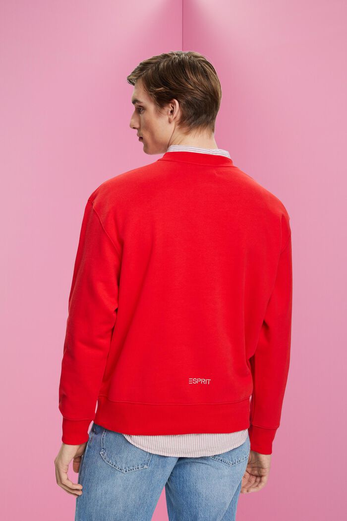 Sweatshirt met een kleine dolfijnenprint, ORANGE RED, detail image number 3