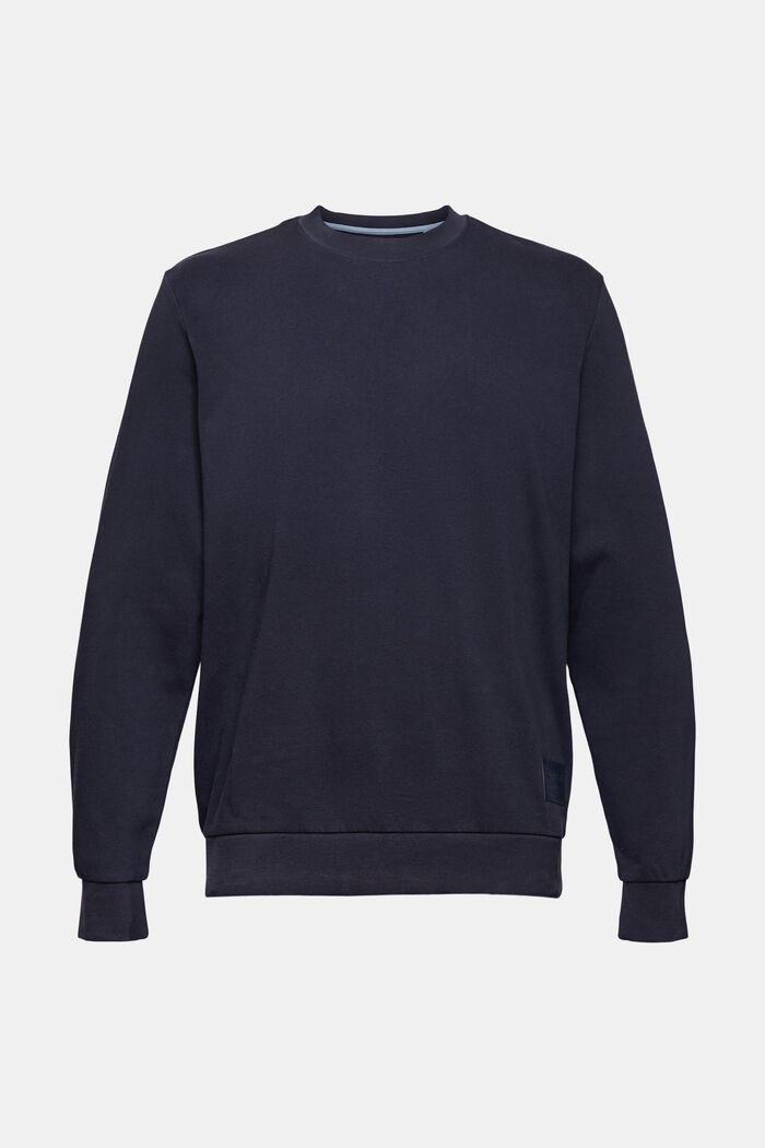 Gerecycled: sweatshirt met label, NAVY, overview