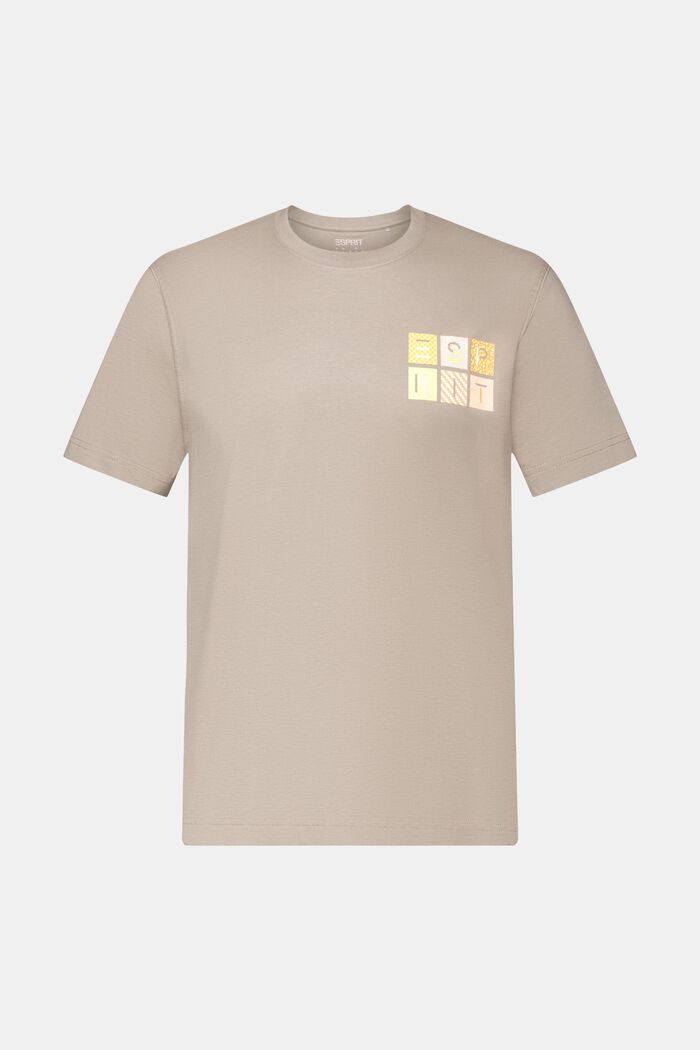T-shirt van katoen-jersey met logo, LIGHT TAUPE, detail image number 6