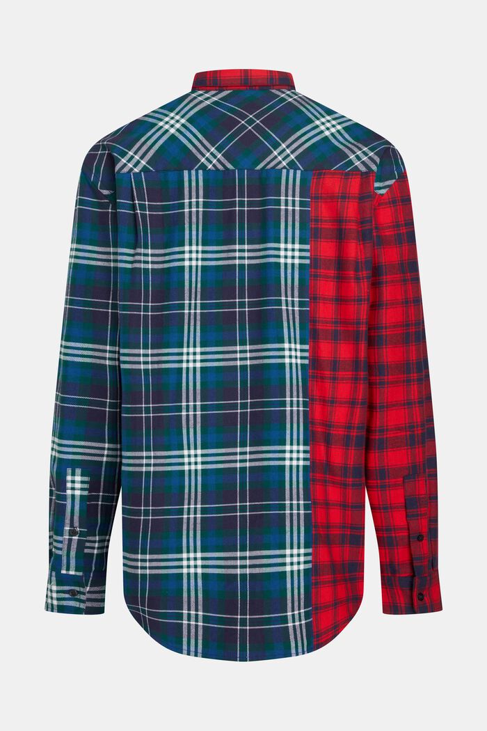 Flanellen shirt met een geruite motiefmix in patchworklook, RED, detail image number 5