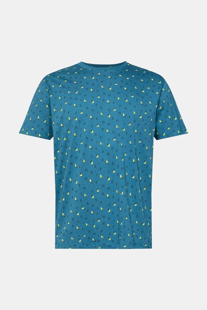 T-shirt met print all-over, DARK TURQUOISE, overview