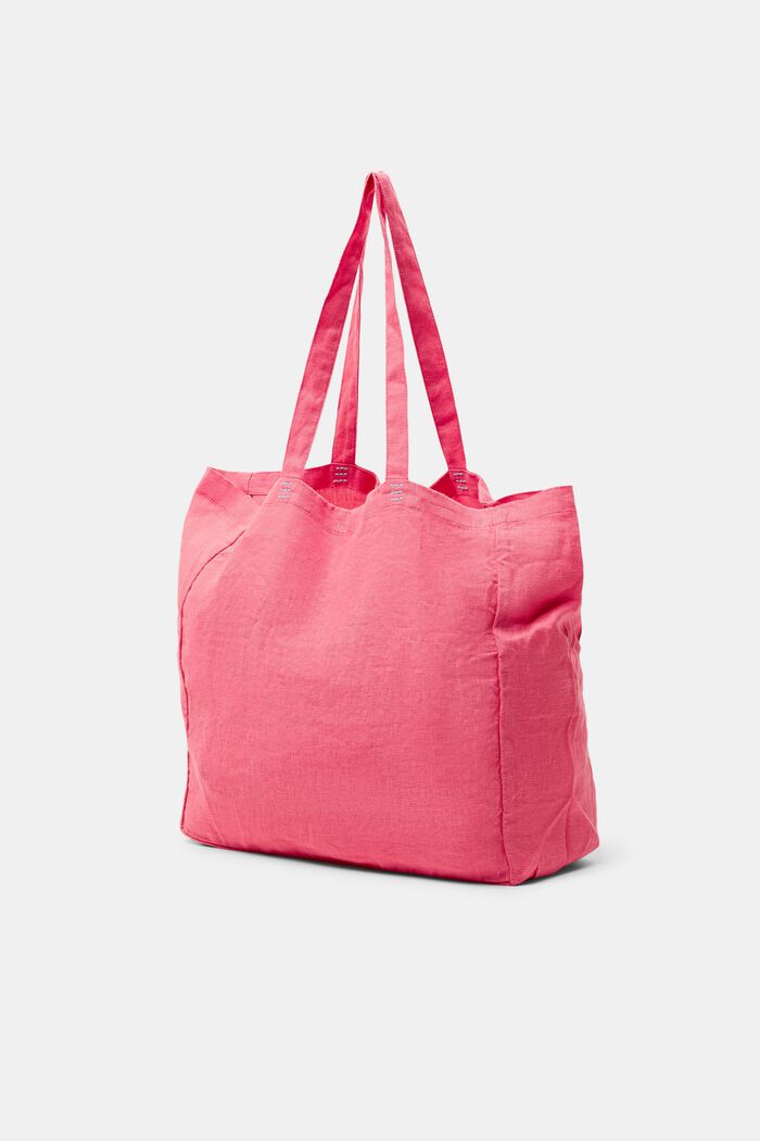 Oversized linnen tote bag, CORAL, detail image number 2