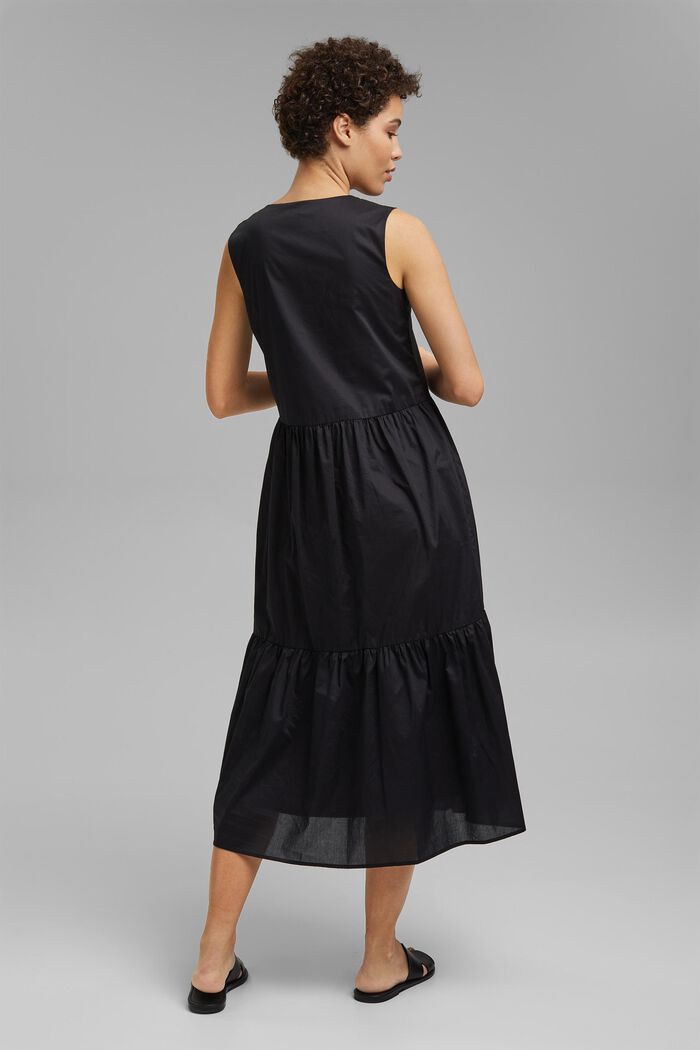 Mouwloze katoenen midi-jurk met volant, BLACK, detail image number 2
