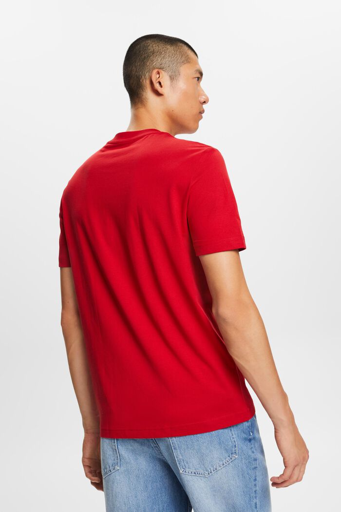T-shirt van pima katoen-jersey met ronde hals, DARK RED, detail image number 3
