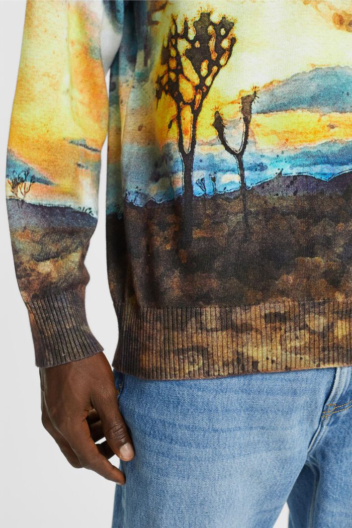 Sweatshirt met digitale landschapprint all-over, DARK BLUE, detail image number 2