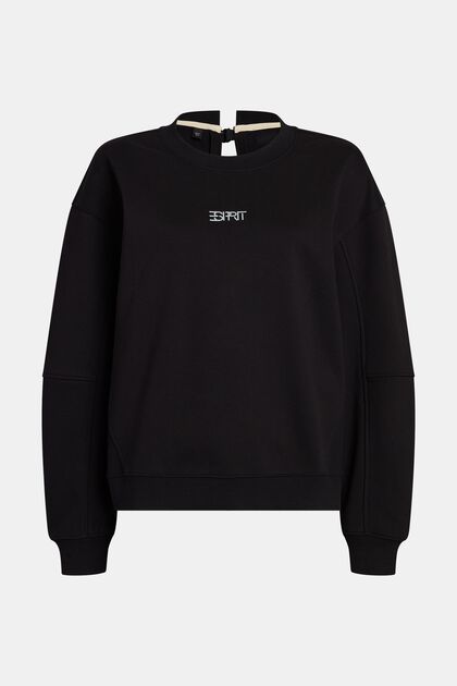 Oversized sweatshirt met logoprint, BLACK, overview