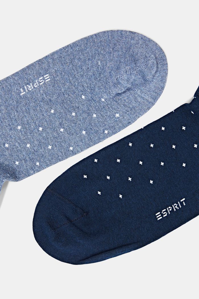 2 paar grofgebreide sokken met stippen, NAVY/BLUE, detail image number 1