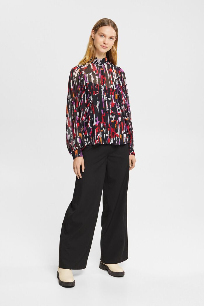 Chiffon blouse met motief, BLACK, detail image number 2