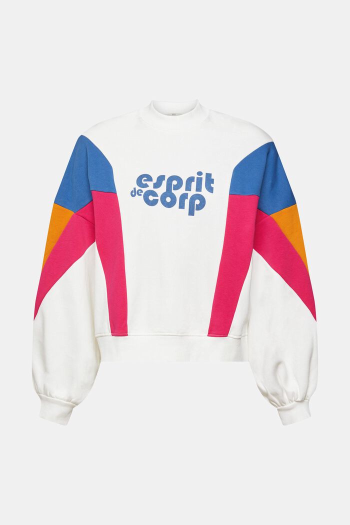 Sweatshirt met colour block en logoprint, OFF WHITE, overview