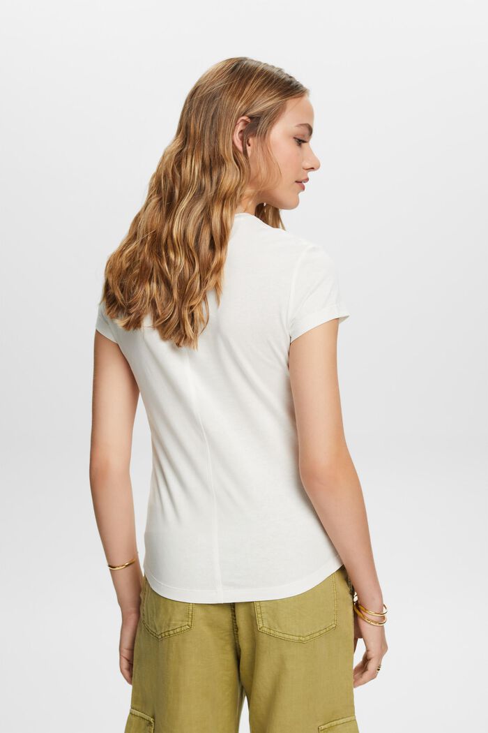 T-shirt met ronde hals, 100% katoen, OFF WHITE, detail image number 3