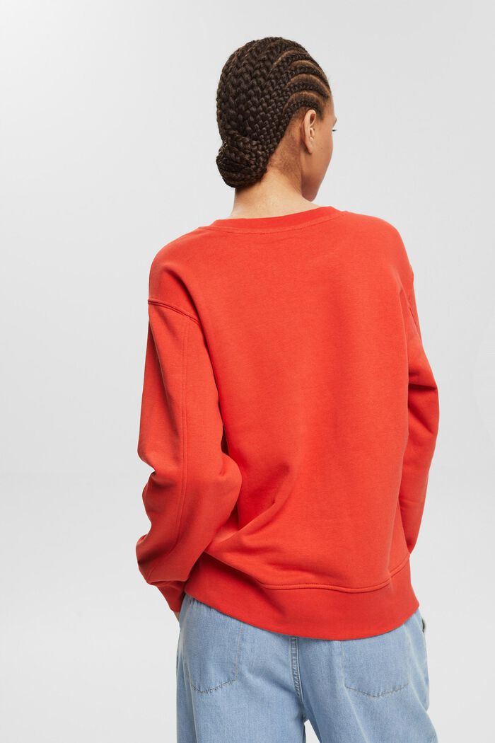 Sweatshirt met kleurrijk logoborduursel, ORANGE RED, detail image number 3