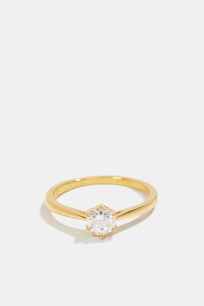 Ring met zirkonia, sterlingzilver, GOLD, detail image number 0