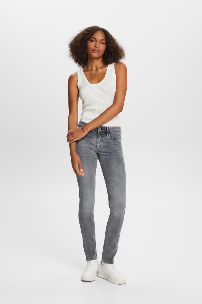 Slim fit jeans met middelhoge taille, GREY MEDIUM WASHED, detail image number 5