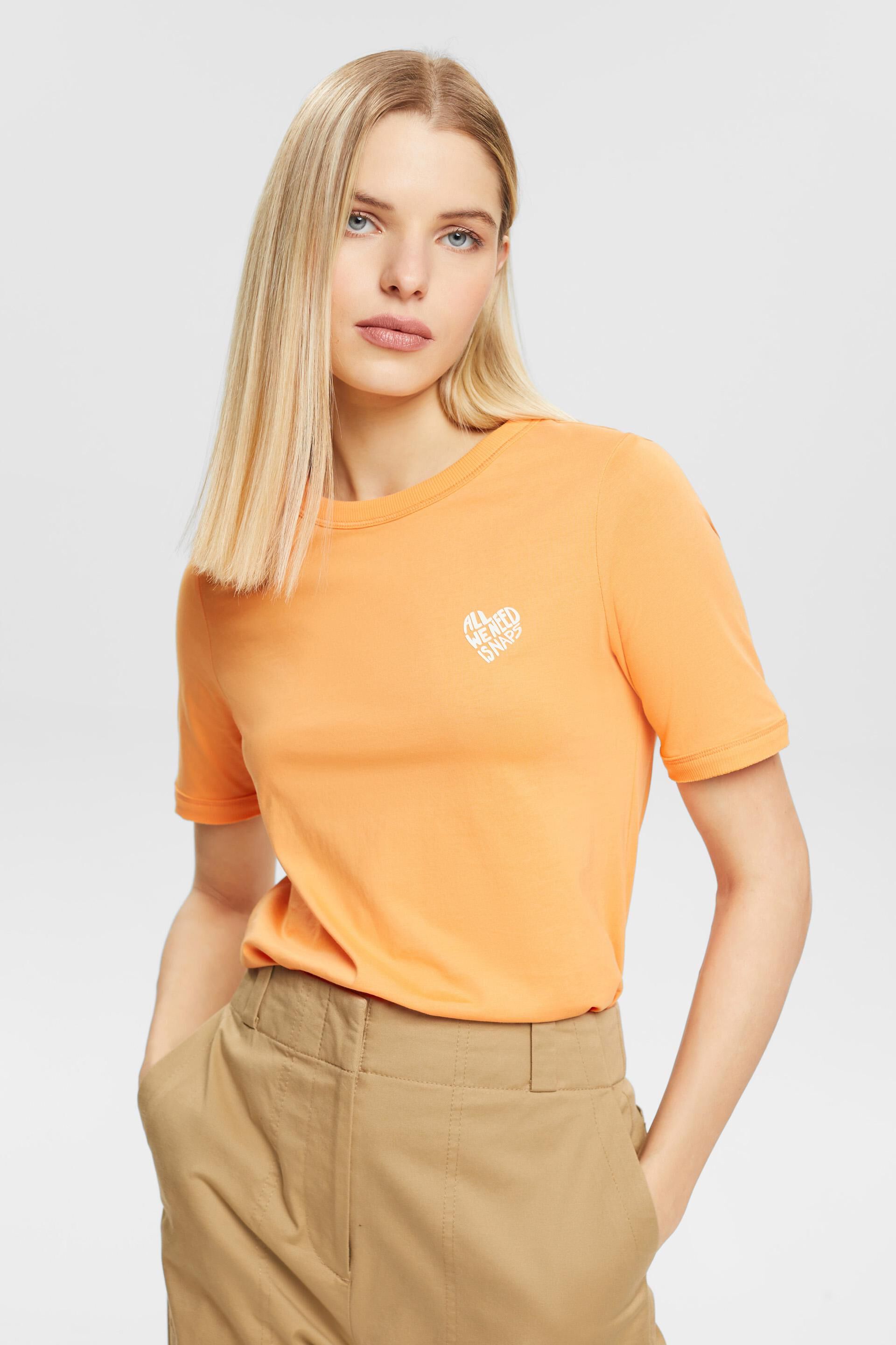 Oranje Katoenen T-shirt met hartvorming logo