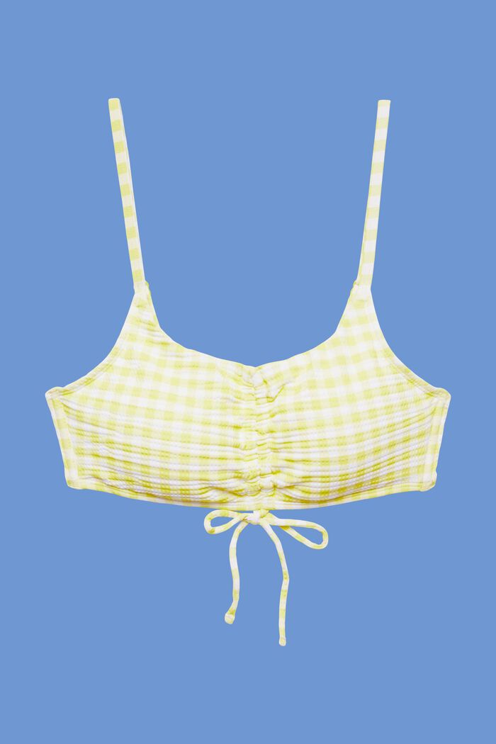 Gerecycled: gestructureerde bandeau-bikinitop, LIME YELLOW, detail image number 4