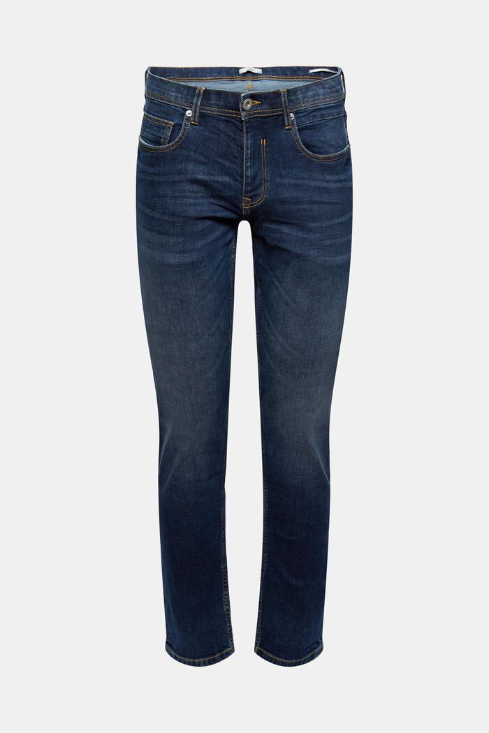 Smalle stretchjeans met garment-washed look, BLUE MEDIUM WASHED, detail image number 0