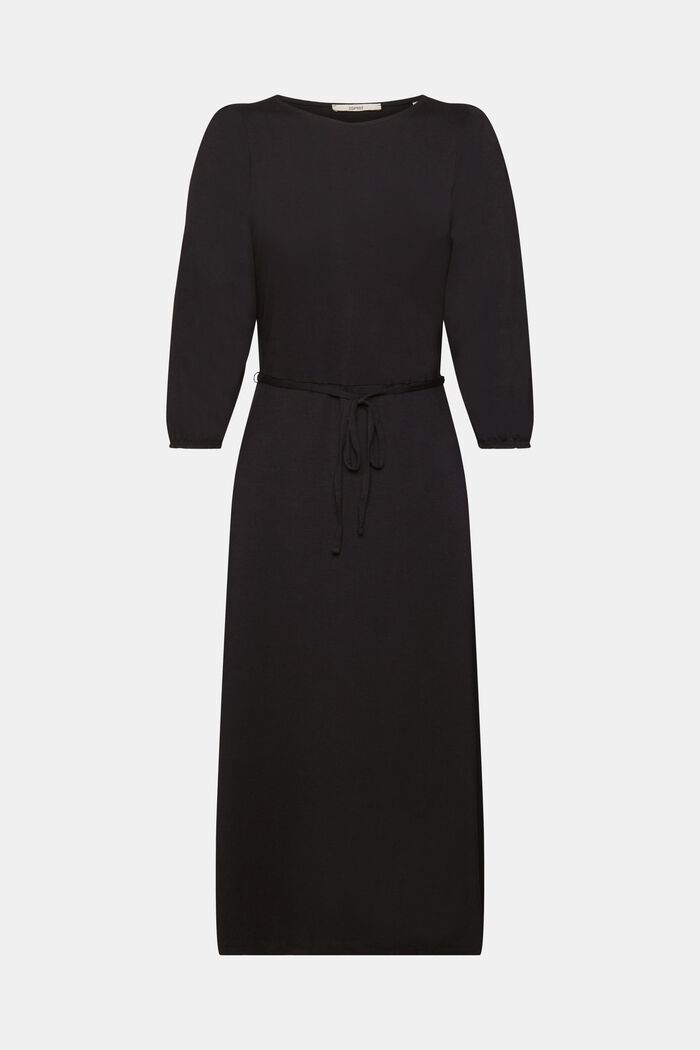 Jersey midi-jurk met strikceintuur, BLACK, detail image number 6