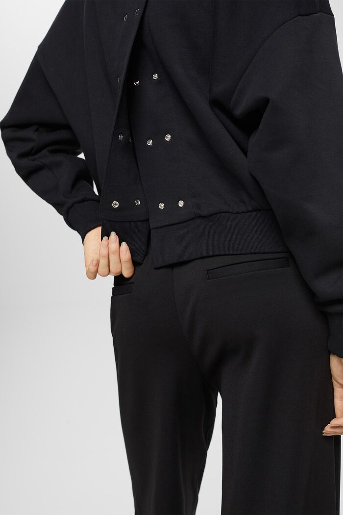 Sweatshirt met knoopsluiting aan de achterkant, BLACK, detail image number 4