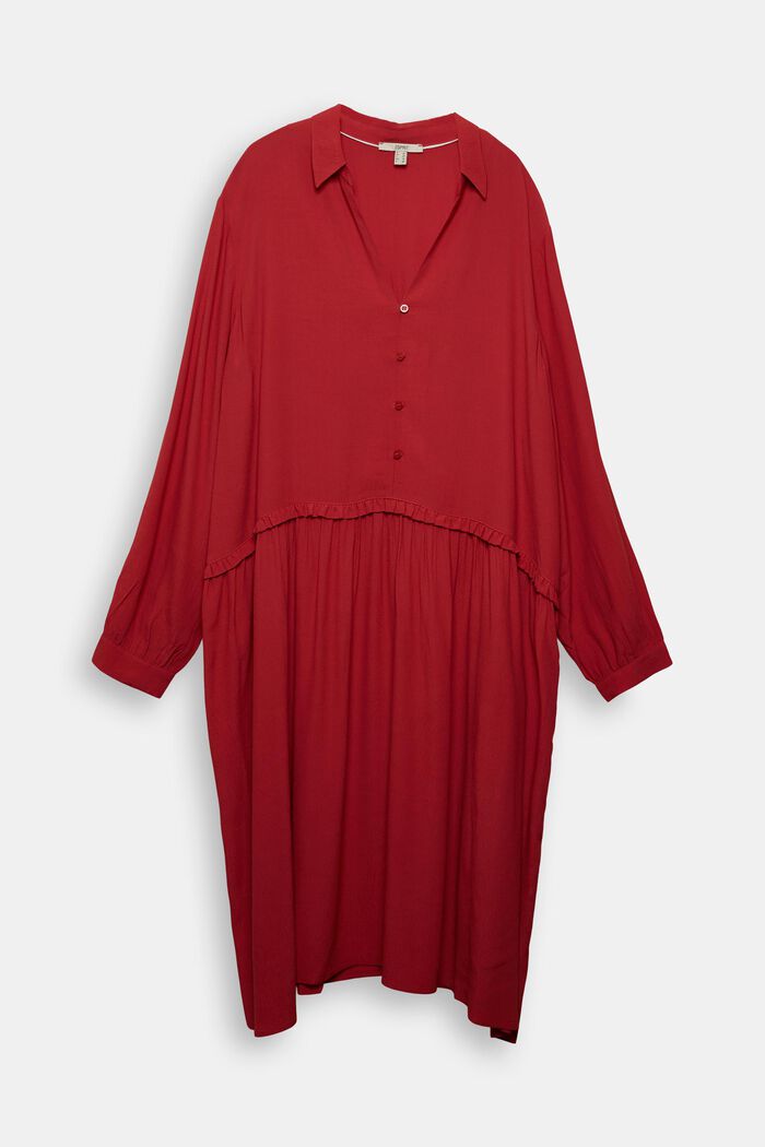 CURVY jurk met ruchesrand, RED, overview