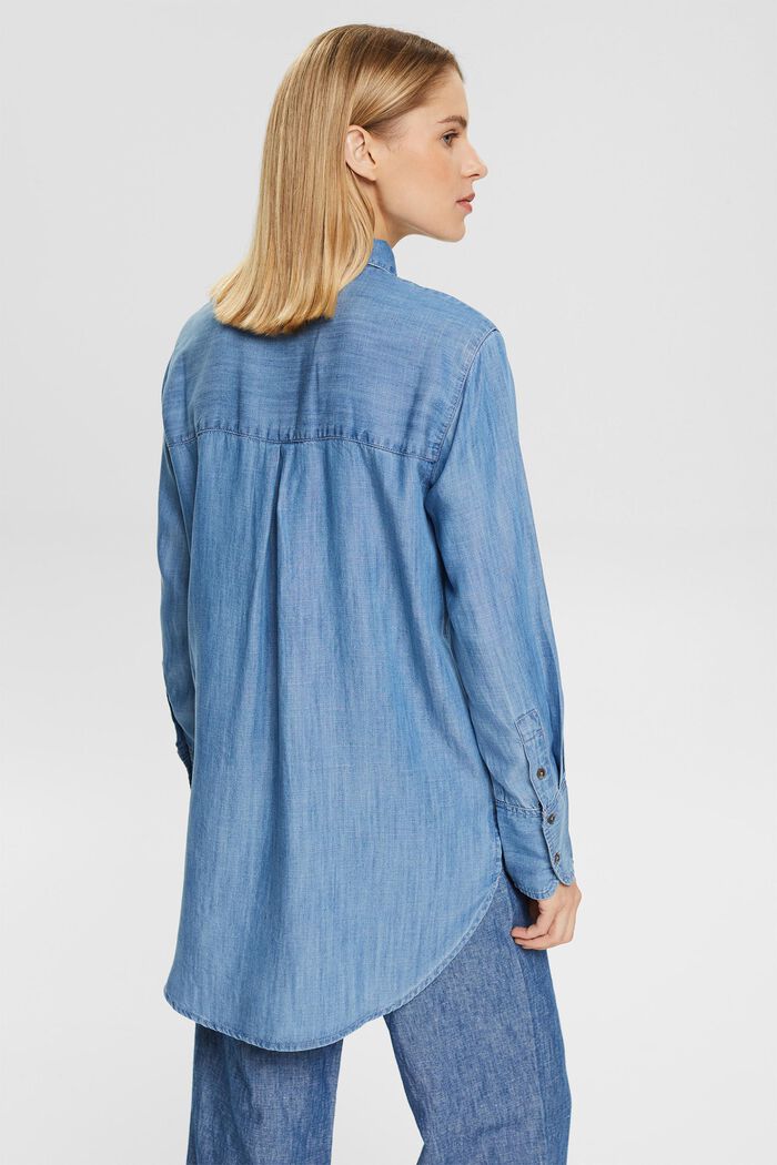 Van TENCEL™: oversized blouse met denim look, BLUE MEDIUM WASHED, detail image number 3