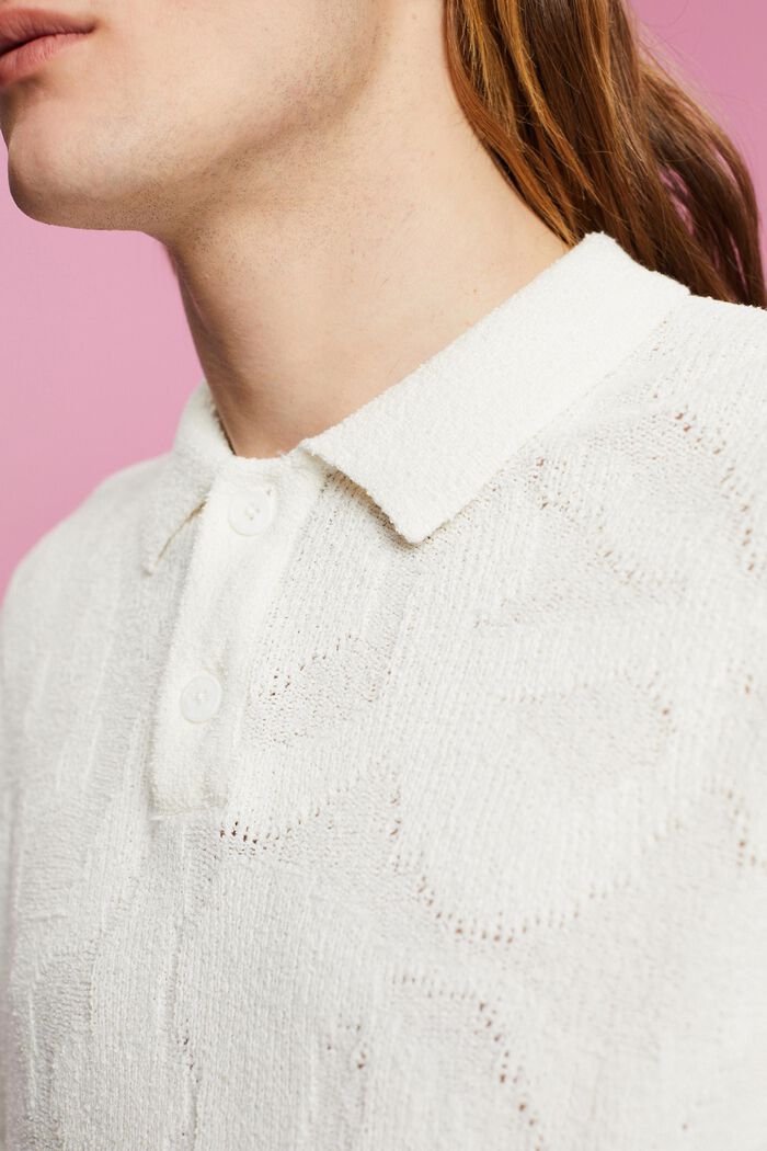 Bouclé poloshirt, OFF WHITE, detail image number 2