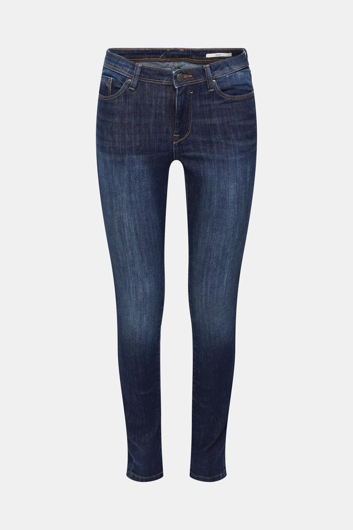 Skinny stretchjeans, BLUE DARK WASHED, overview
