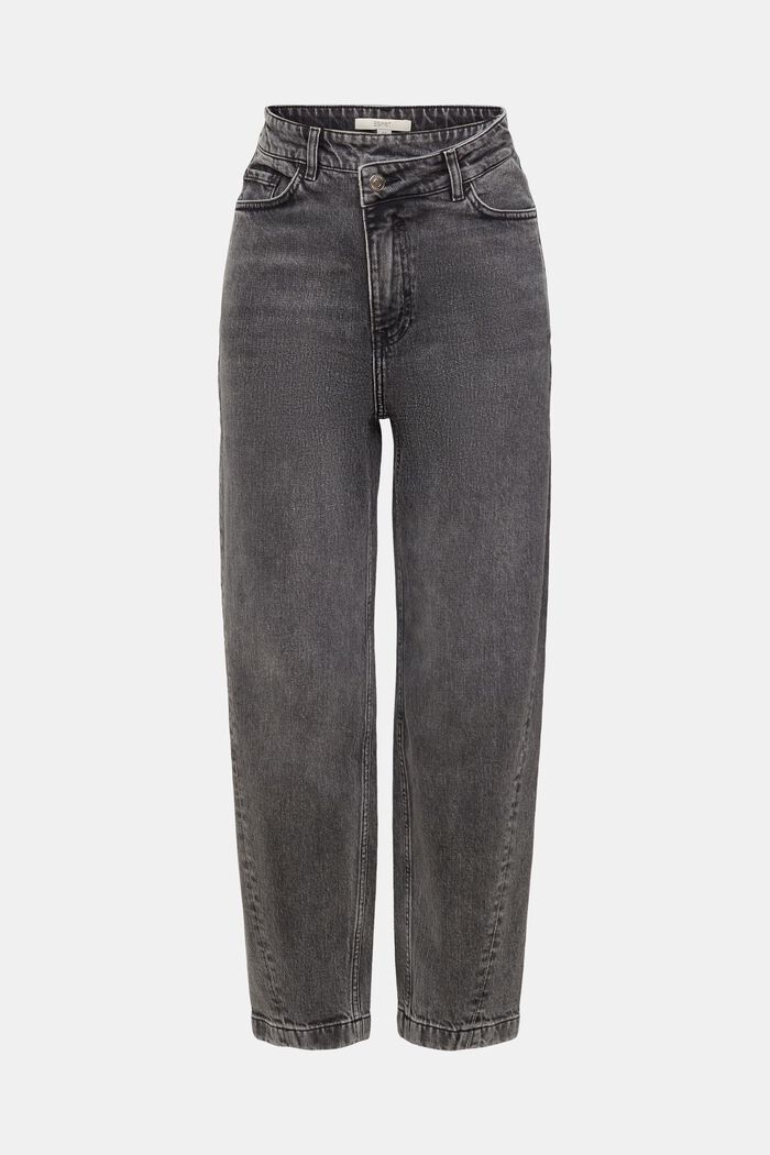 Jeans met banana fit en asymmetrische band, BLACK MEDIUM WASHED, detail image number 5