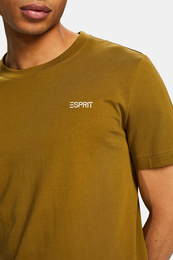 T-shirt van katoen-jersey met logo, OLIVE, detail image number 3