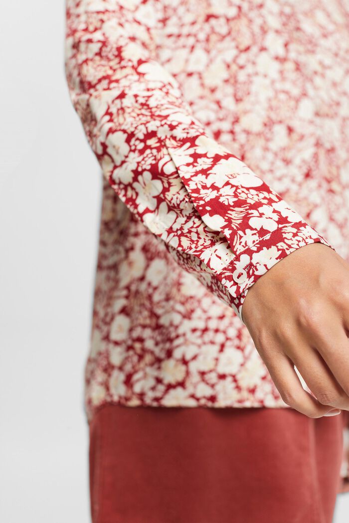 Henley blouse van LENZING™ ECOVERO™, DARK RED, detail image number 4