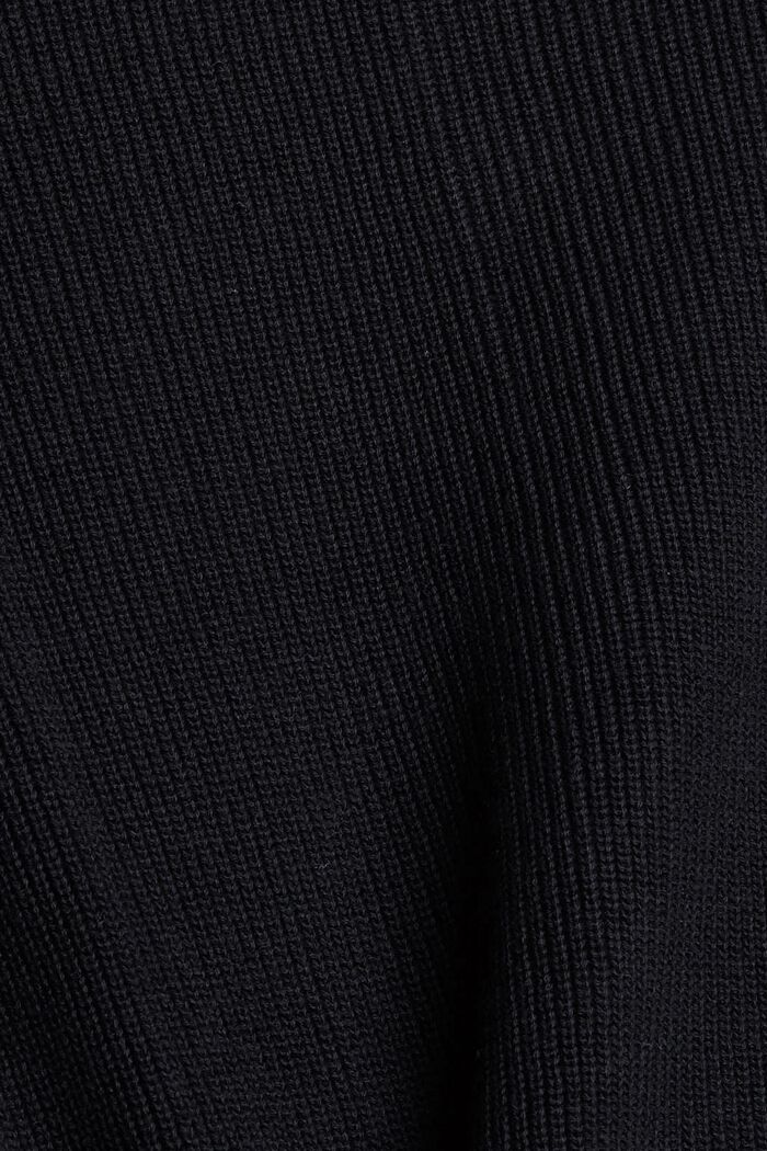 Ribgebreid vest van een mix van biologisch katoen, BLACK, detail image number 4