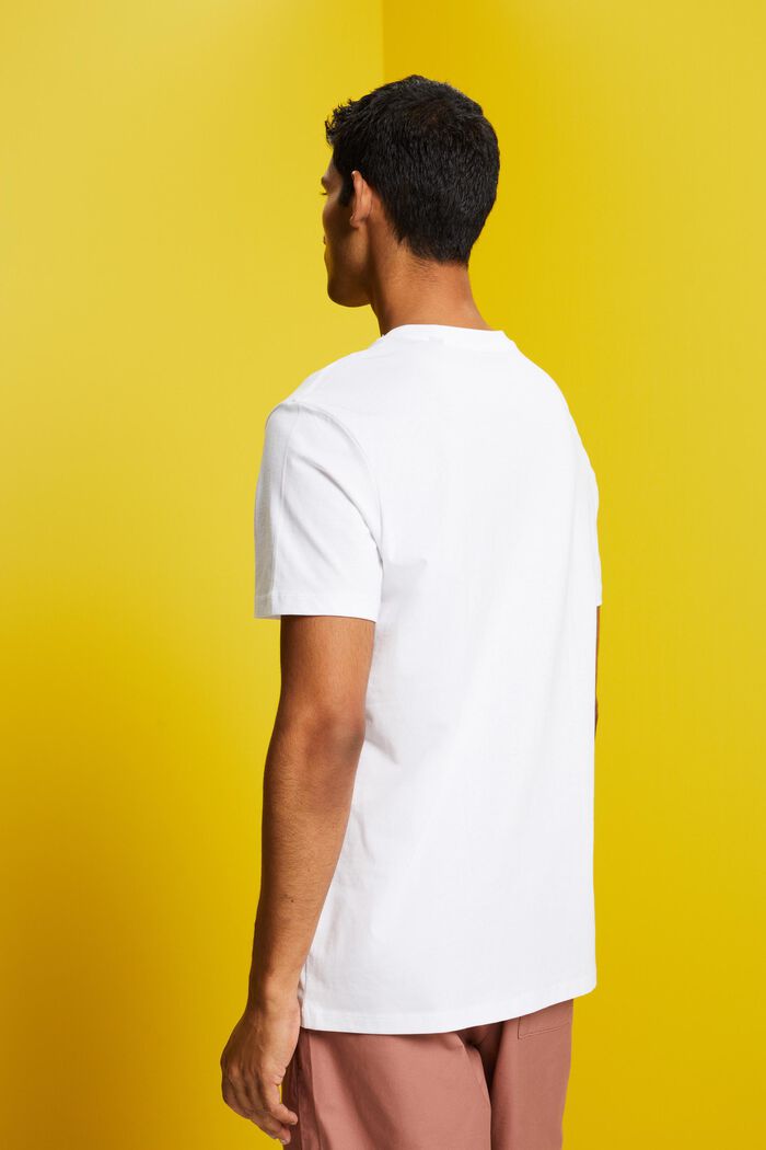 T-shirt met V-hals, pimakatoen, WHITE, detail image number 3