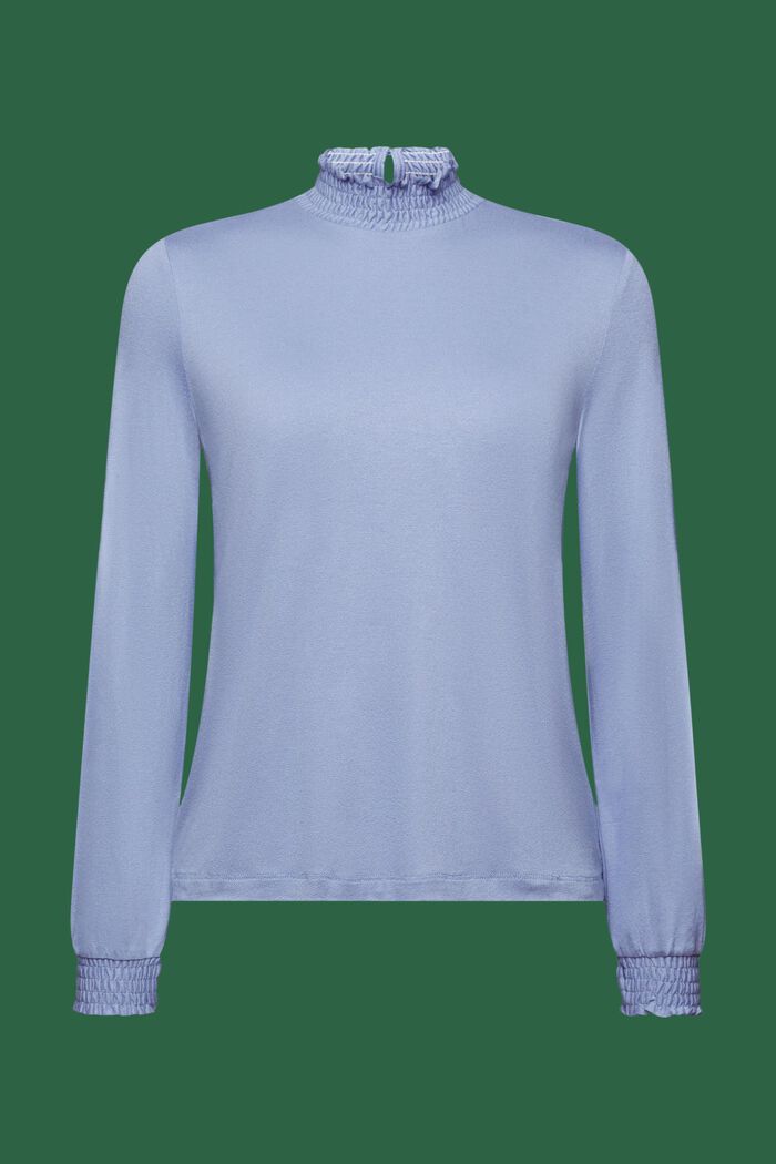 Gesmokt shirt met lange mouwen, LENZING™ ECOVERO™, BLUE LAVENDER, detail image number 6