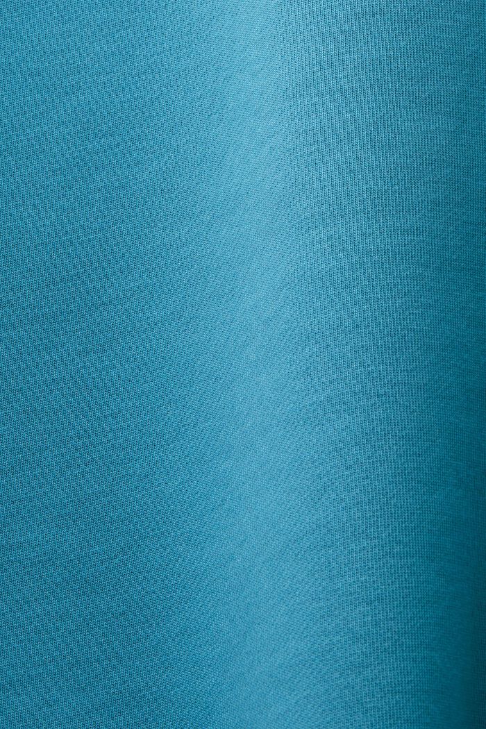 Sweatshirt van organic cotton met ronde hals en logo, DARK TURQUOISE, detail image number 4