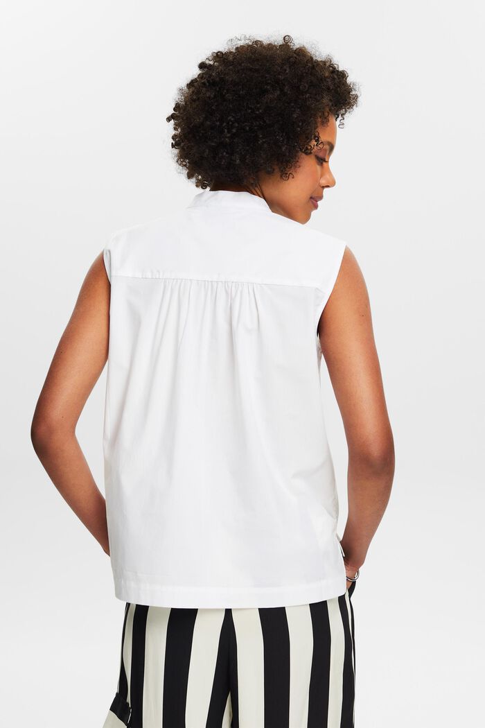 Mouwloze popeline blouse, WHITE, detail image number 2