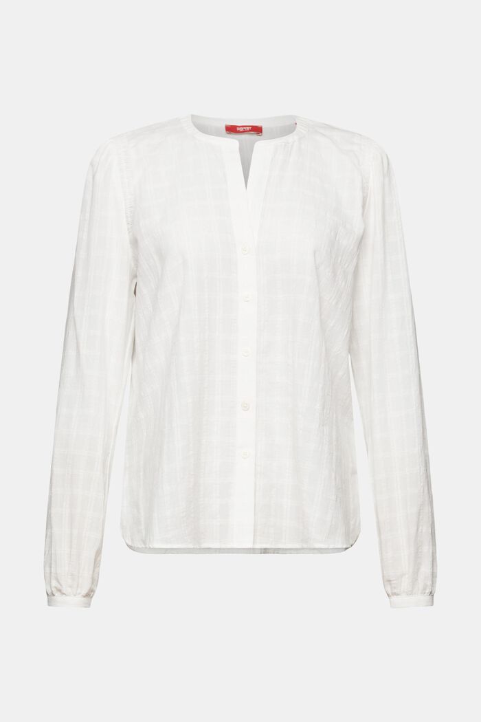 Katoenen blouse met structuur, OFF WHITE, detail image number 6