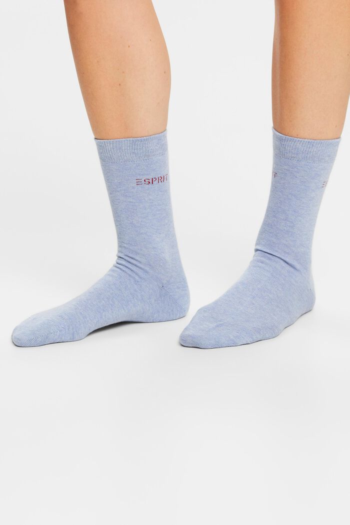 Set van 2 paar sokken met gebreid logo, organic cotton, JEANS, detail image number 1